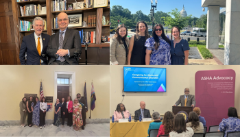 Collage of photos from SLP Health Care Capitol Hill visits and Congressional briefing
