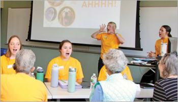 CSD students supporting Parkinson's clients through group therapy